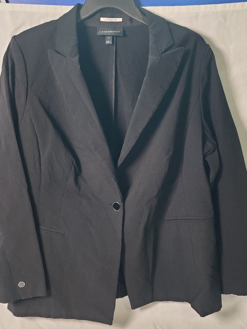 Lane Bryant Black Bryant Blazer Jacket‎ Single Button Plus Size 16 Women's